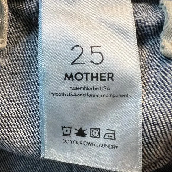 Mother The Patch Pocket Hustler Crop Jean Button Fly Half Raw Hem Size 25 - Picture 9 of 16